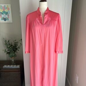 Vintage Vanity Fair Coral Pink Long Dressing Gown/Robe Sz L
